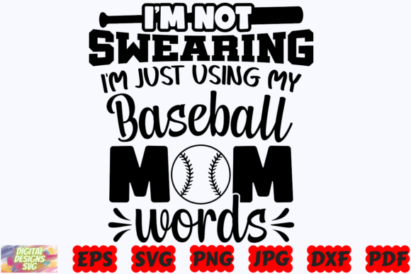 Baseball Mom Words SVG Funny Baseball Graphics
