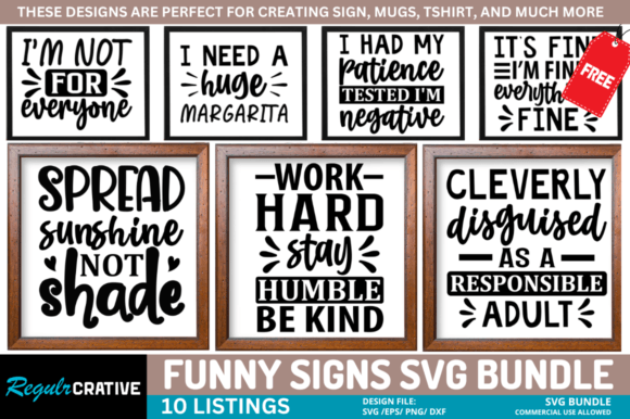 FREE Funny Quotes SVG Bundle Graphics for Crafts