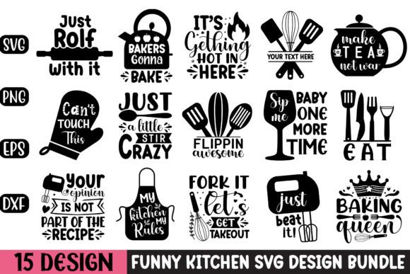 Funny Kitchen Svg Design Bundle Graphics for Crafts