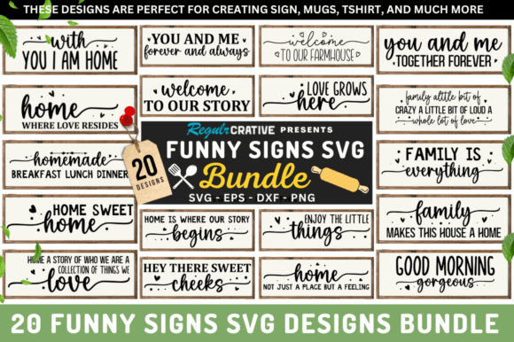 Funny Sign Svg Bundle Graphics for Crafts