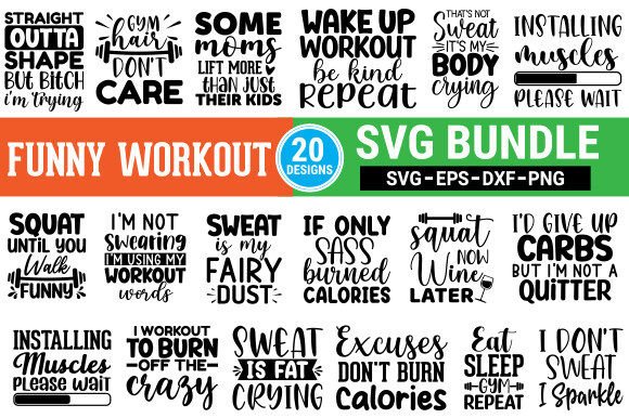 Funny Workout Graphics for Crafts