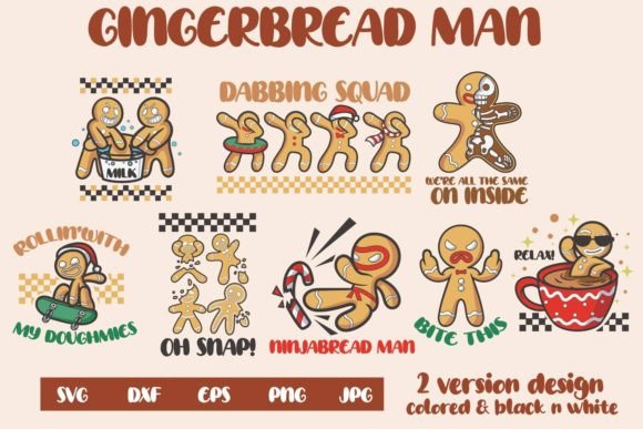 Gingerbread Man Funny Bundle Graphics for Crafts