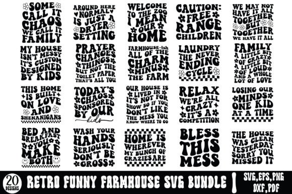 Retro Funny Farmhouse Graphics for Crafts